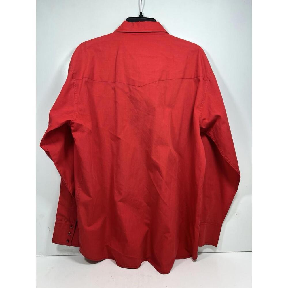 Vintage Round Em Western Gear Shirt Sz L Snap Up Embroidered Eagle Red - Picture 7 of 9
